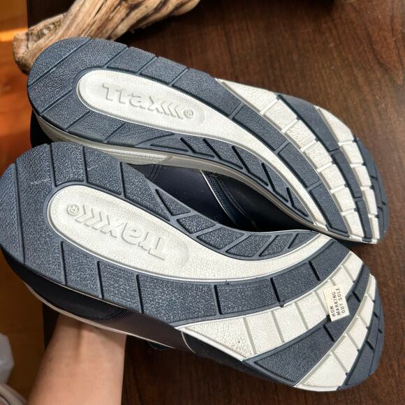 VTG 80s Trax Sneakers NWT Deadstock Navy White Hook & Loop Straps Wide Sz 9 - Picture 7 of 12